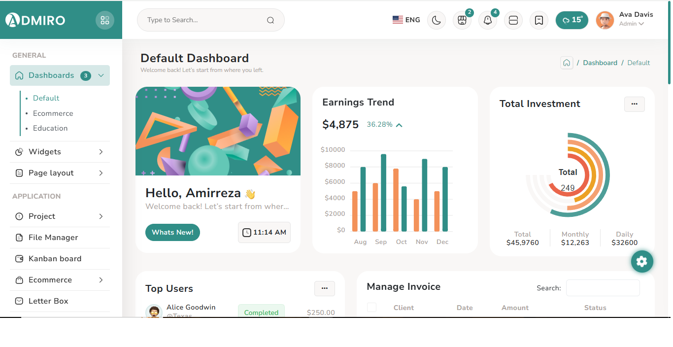 Admin Dashboard View 3