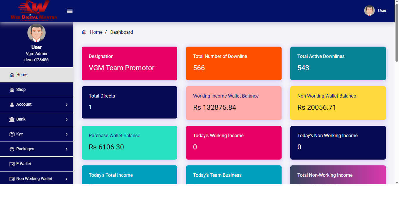 User Dashboard view 2